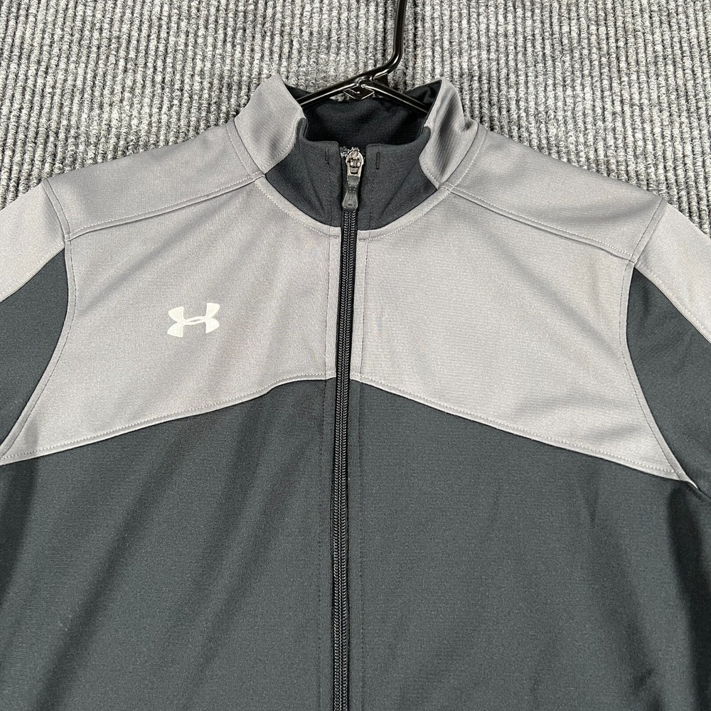 Under Armour Jacket Mens Small Black Long Sleeve Full Zip Loose Fit Active